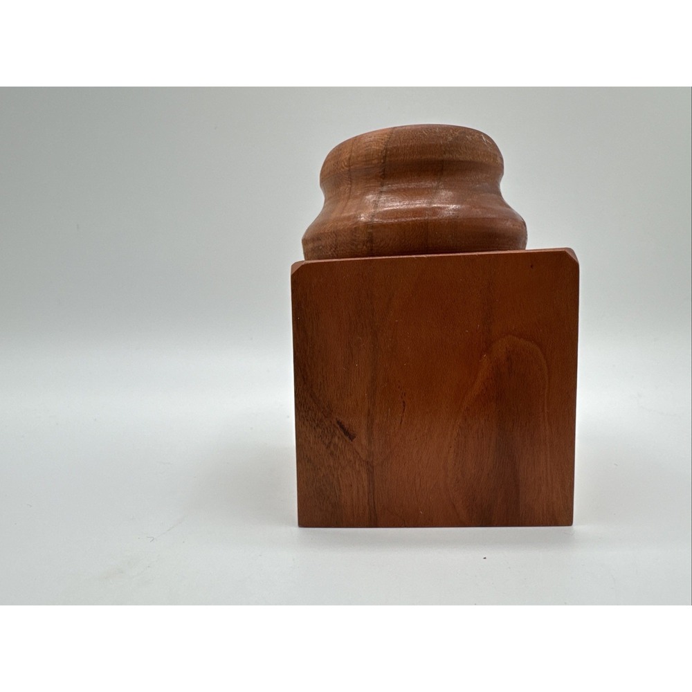 Vintage Turned Teak Wood Tobacco Jar Canister Apothecary Storage Box w/ Lid 4" - Picture 3 of 12